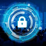 cadenas numérique fermé sur fond bleu